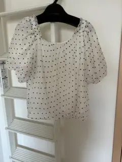グレイルパフスリーブドットブラウスM