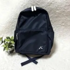 ✧極美品【キタムラ】ロゴ刺繍ナイロンバッグパック　リュック　ネイビー