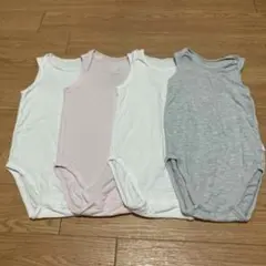 {8月末まで掲載} ユニクロBABY ノースリーブ肌着ロンパース4枚★90㎝