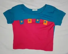 元気カラーなTシャツ　ボタンがアクセント　Mサイズ