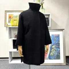 【極上美品】Hermesカシミヤ100%ステンカラーコート　ブラック　M HERMES - 美品 エルメス HERMES コート ステンカラーコート