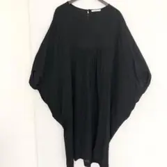 ブラック バルーンスリーブ チュニック ワンピース