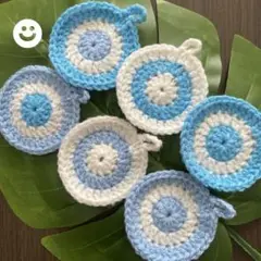 まるいアクリルたわし ブルー 6枚