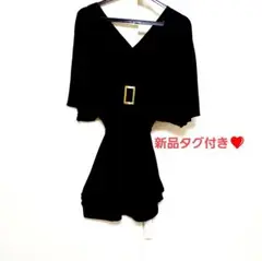 新品タグ付き❤️　ブラック Vネック ワンピース