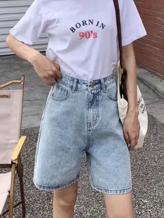 ひざ丈デニムパンツ★夏から秋のお出かけに最適スタイル！普段着や女子会に！