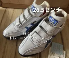 未使用に近い☆美品☆asics トレーニングシューズ ホワイト/ブルー　26.5