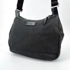 【希少】GUCCI グッチ ショルダー キャンバス ボディバッグ レザー 黒