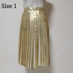 【タグ付未使用品】 クルーンアソング ゴールド 膝丈 プリーツスカート サイズ1