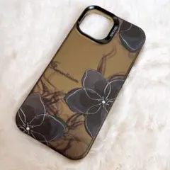 匿名配送❣️新品未使用⭐️⑰ iPhone15 ハードケース　花柄　ブラウン