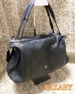 24時間以内　SAZABY ブラックレザー ショルダーバッグ　レディース