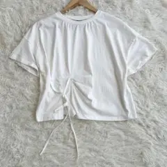 シーイン リボン紐付カットソー Tシャツ ホワイト　L