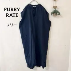 ファーリーレート ノースリーブカットソーロングワンピース ブラック F ポケット