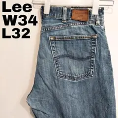 Lee リー W34 ブルーデニム ボトム パンツ ヒゲ 古着 青 13358