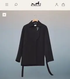 エルメス ガウンコート ショートラップコート 黒 ノワール 34 カシミヤ 新品