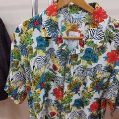 カラフルゼブラ柄アロハシャツ M