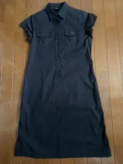 UNIQLO ユニクロ　ブラック フレンチスリーブシャツ　ワンピース