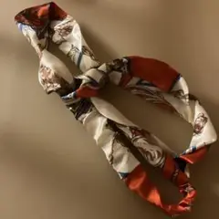 オレンジクリーム花柄スカーフ