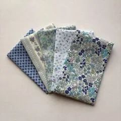 ハギレ カットクロス ブルー系 花柄 ボタニカル ストライプ パッチワーク
