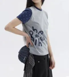 OHESHIO STAR TWO TONE T-SHIRT GRAY Tシャツ