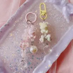 ❁⃘*.゜まんまるくまさんキーホルダー❁⃘*.゜2点セット ハンドメイド