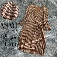 m1022【アナイ・ANAYI】カシュクールワンピース/ストレッチ/総柄