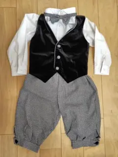 【ほぼ新品】フォーマル男の子 100cm 黒白の千鳥柄