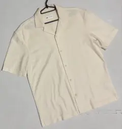 ZARA ザラ　半袖ニットシャツ　アイボリー　メンズＬ　【YMF-425】