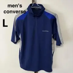 メンズ　半袖　Tシャツ　L コンバース　紺　グレー　スポーツ　ハーフジップ