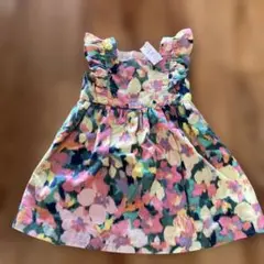 カラフルフリルノースリーブワンピース