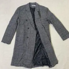 Yimanie グレンチェック ロングコート Mサイズ 千鳥柄