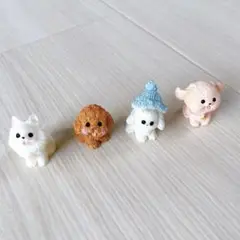 4匹セット 犬の置物 子犬 ミニフィギュア ミニチュア 犬 人気動物