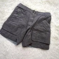 DUAL VIEW ショートパンツ(M)毛混 グレー 起毛 無地 大人可愛い