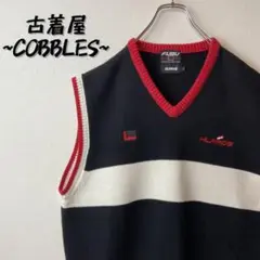【希少コラボ】X-LARGE ✖︎ FUBU ニットベスト古着ワンポイント刺繍L