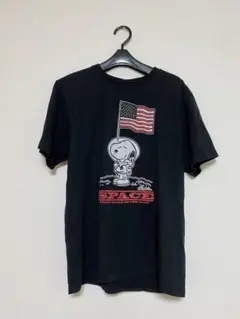 宇宙飛行士 アメリカ国旗 Tシャツ ブラック　PEANUTS スヌーピー　USA