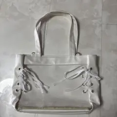 白　りぼん　痛バック　トートバッグ　痛バ
