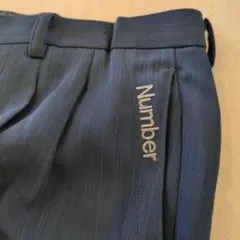Number ダークネイビー ポリエステルスラックス　シースルー風