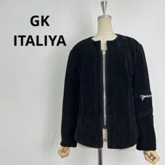 GK ITALIYA 伊太利屋 ノーカラージャケット フルジップ ブラック