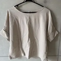 NATURAL BEAUTY BASIC 半袖トップス M ベージュ ストライプ
