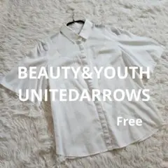 BEAUTY&YOUTH　ホワイト 半袖 シャツブラウス　シアー　日本製
