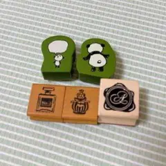緑色キャラクターはんこ4個セット