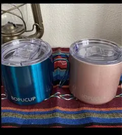 2個セット⭐️真空2層ステンレスマグ蓋付き保温保冷ベージュグリーンキャンプ