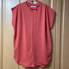 DoCLASSE Vネック 半袖かくすみ系柿色トップスチュニック