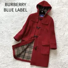 バーバリーブルーレーベル フード付き ダッフルコート ノバチェック レッド 38