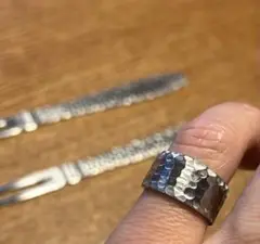 燕三条製 槌目 リメイクリング ハンドメイド 男女兼用 指輪　９号
