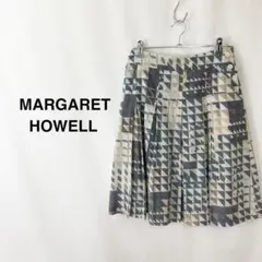 ・マーガレットハウエル 総柄フレアスカート グリーン レディース