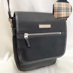 BURBERRY ショルダーバッグ ノバチェック ナイロン レザー ロゴプレート