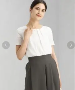 新品 グリーンレーベルリラクシング 半袖シフォンブラウス きれいめ 通勤