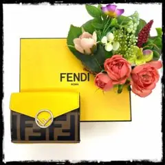 FENDI フェンディ エフイズ レザー 三つ折り財布 イエロー