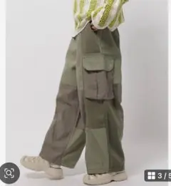 新品未使用タグ無　L ニコアンド niko and 切り替えカーゴパンツ カーキ