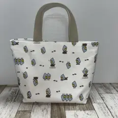 ハンドメイド　ミニトートバック　ハシビロコウ柄
